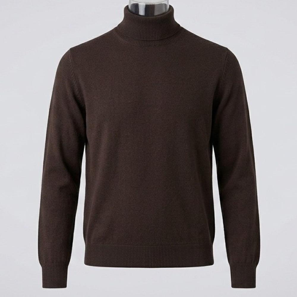 Neiman Marcus Turtleneck Sweater Mens L Brown Made in Italy Classic Minimalist